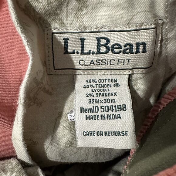 LL Bean Classic Fit Apparel Pink Stretch Pants Straight Leg Pockets Size 32 X 30 - Picture 8 of 8